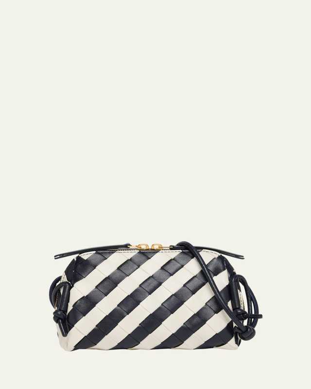 Concert Striped Leather Pouch Crossbody Bag